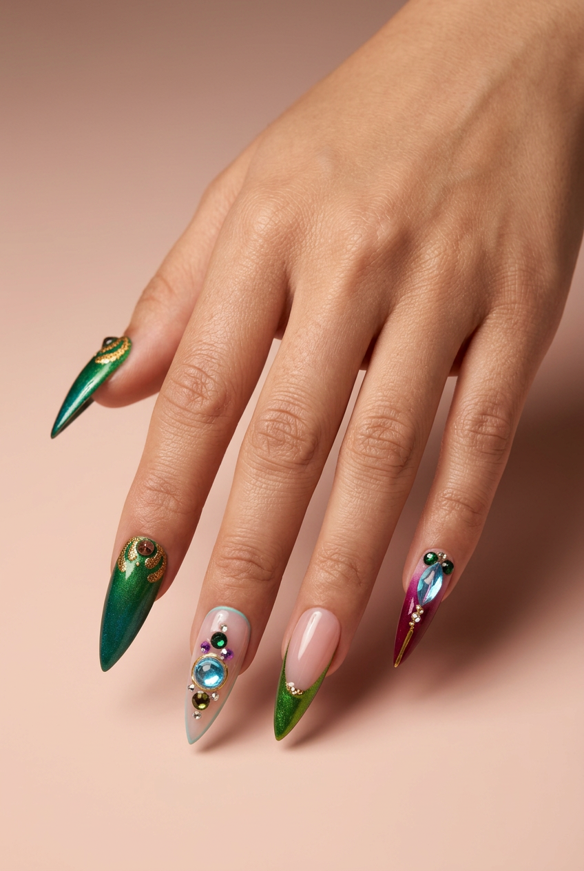 Emerald Heir luxury press-on nails