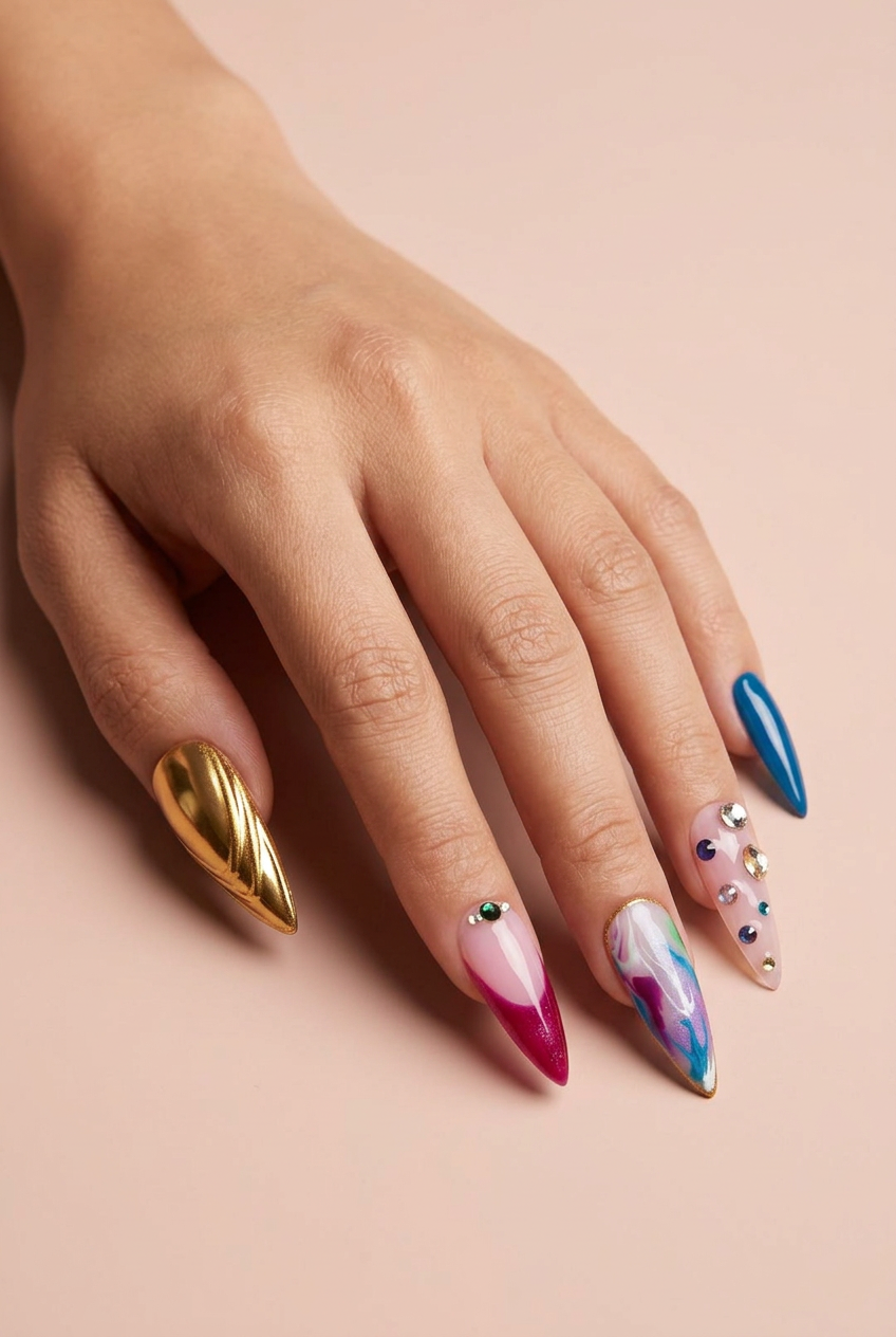 Jeweled Reign luxury press-on nails