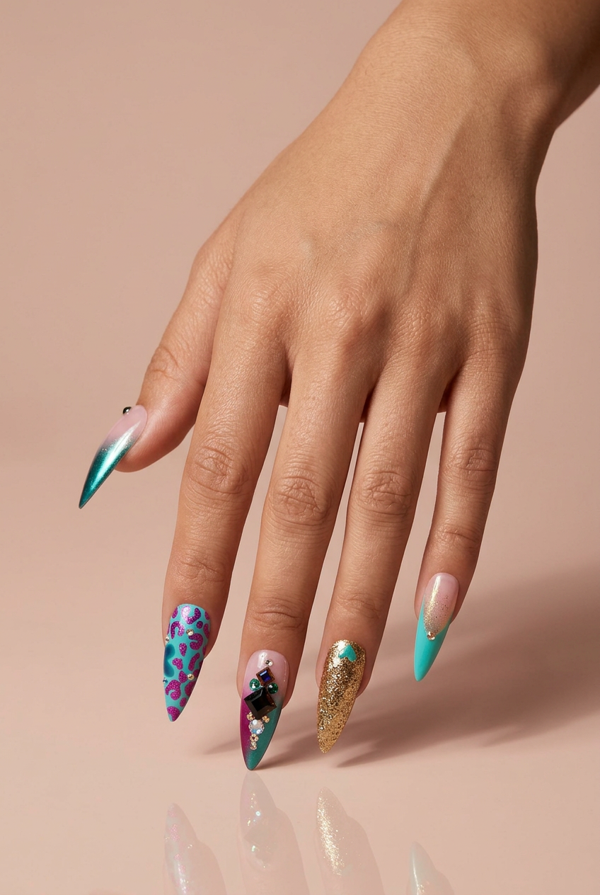 Neon Heiress luxury press-on nails